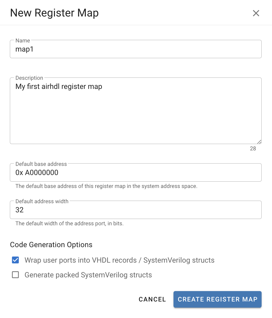 Create register map