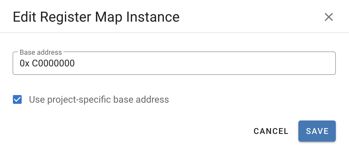 Edit Register Map Instance Dialog